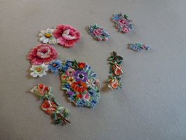 Stickbilder zum Aufnähen - Blumen-Sujets - 7 Stück