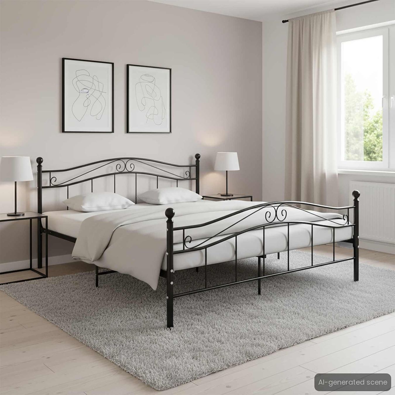 Lits: Bett Schwarz Metall 140x200 cm – Neuf avec emballage d'origine à Zug par Cheap-Shop