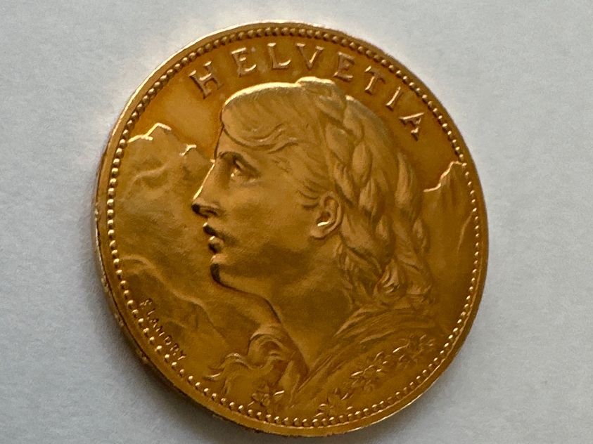 Tutti le monete: 100Fr. Vreneli,1925B, Original, unz. – Usato da Erlach venduto da gubbe1 3