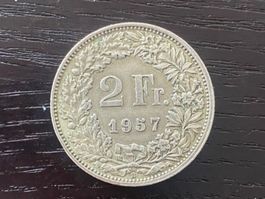 1 x 2 Franken Schweiz 1957 – zirkuliert