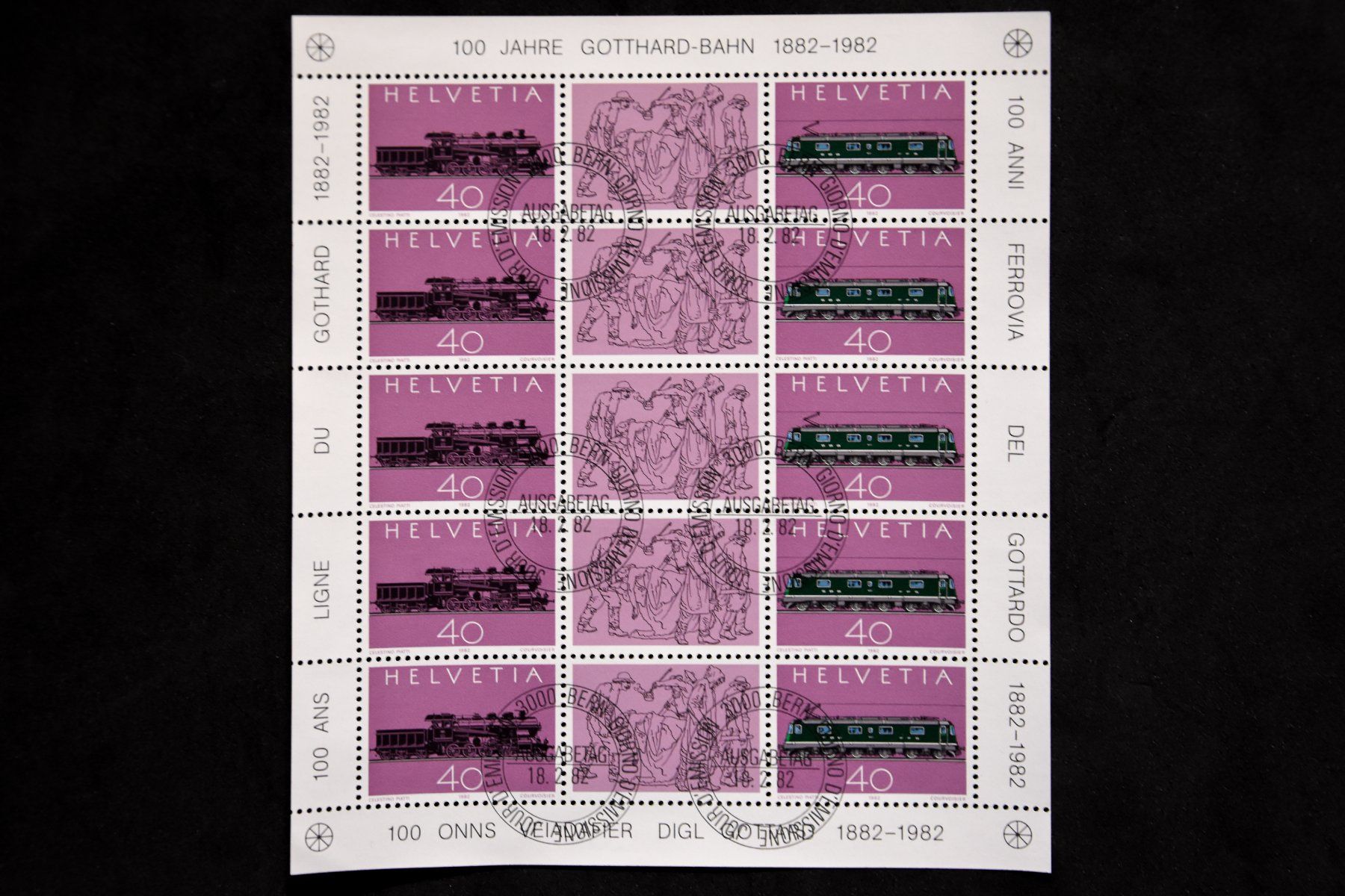 Alle Briefmarken: Bloc 100 ans ligne du Gothard 1882-1982 – Gebraucht aus Belmont-sur-Yverdon von bichet02