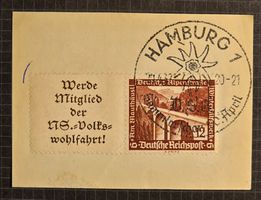 Deutsches Reich 1936 Briefstück mit Zierfeld Hamburg Stempel