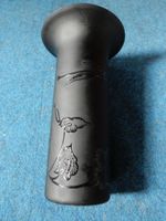 Vase schwarz Glas mit Lotusblumen Blumenvase