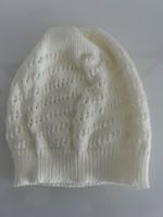 Weisse Strickmütze Beanie Lochmuster Neu