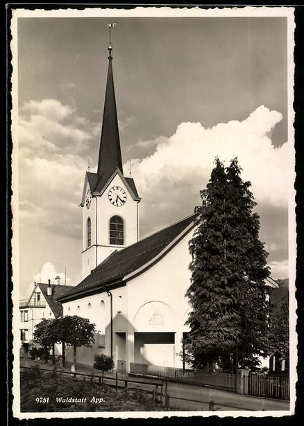 Ansichtskarten: AK Waldstatt /App., Kirche, 1938 – Gebraucht aus Berlin von bartko-reher