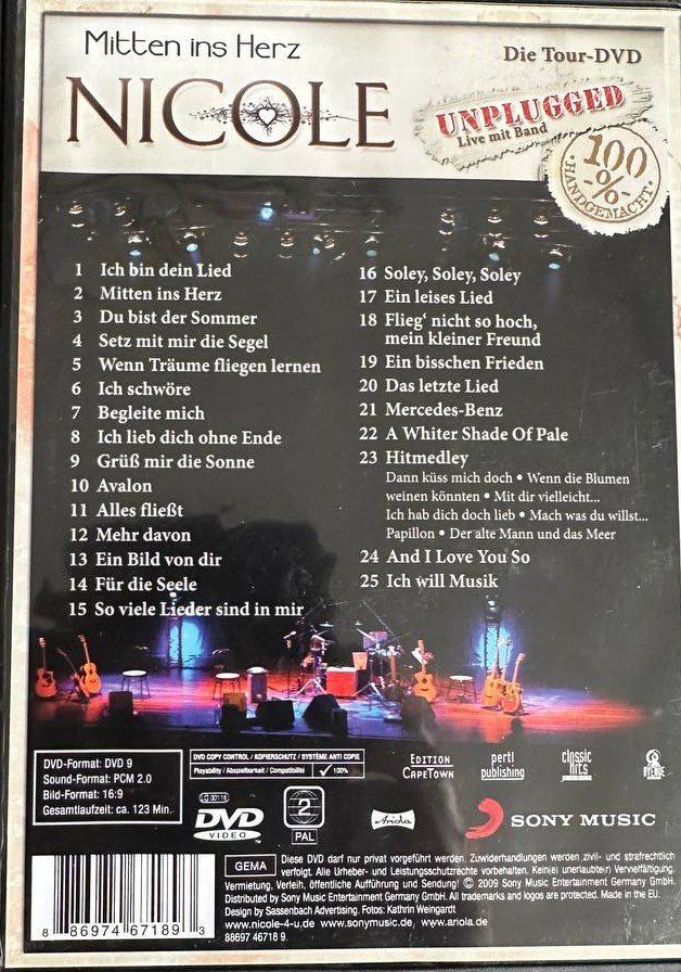 Tutti i DVDs: Nicole - Mittens ins Herz - Unplugged - DVD – Usato da Beringen venduto da Mantafisch1 1