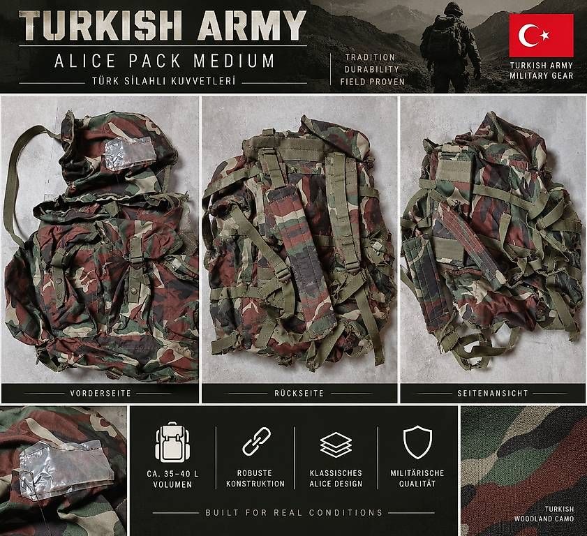 Zaini: Turkish Army ALICE Pack Medium – Usato da Rothenfluh venduto da tho_rly2
