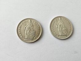 2x 2 Franken Münze (1963, 1964)