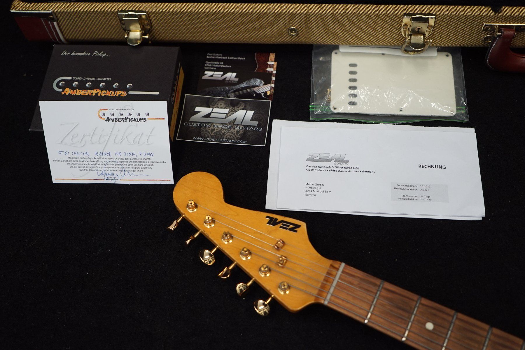 Strumenti musicali: Zeal Custom Made Stratocaster Amber Pickups custom made DE – Usato da Ortschwaben venduto da Musictrade 5