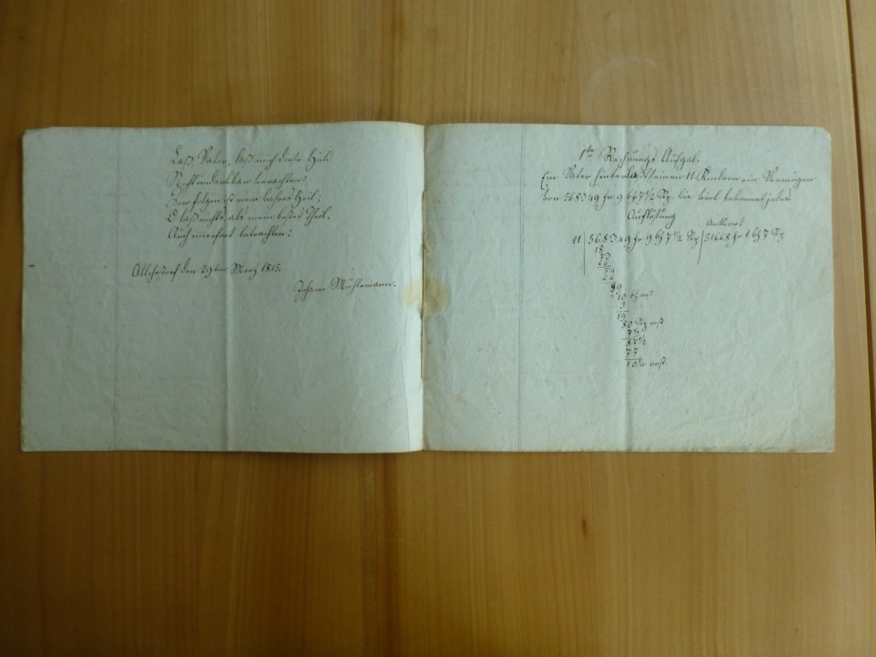 Dokumente: Alchensdorf, 31.März 1815   Erbteilung – Gebraucht aus Bettlach von 1saurer 3