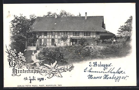 Cartoline postali: Hinterkappelen, Blick auf ein Gasthaus – Usato da Berlin venduto da bartko-reher