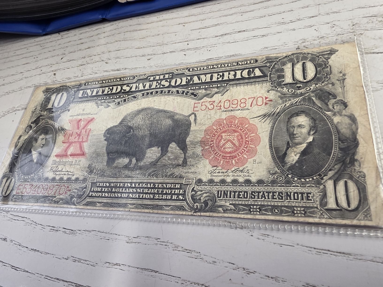 Banconote: 10 Dollar United States Note 1907 Bison Zustand  – Usato da Herisau venduto da Antiques.AR