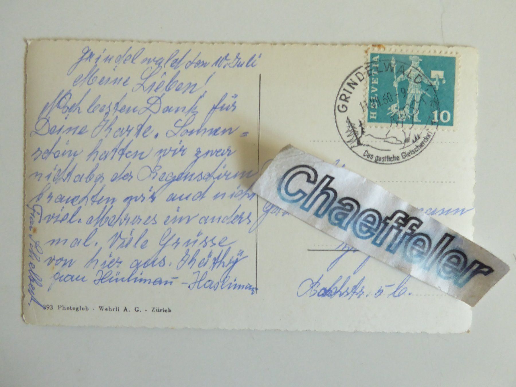 Cartoline postali: 1960  Jungfrau - Joch – Usato da Zürich venduto da Chaeffeler 1