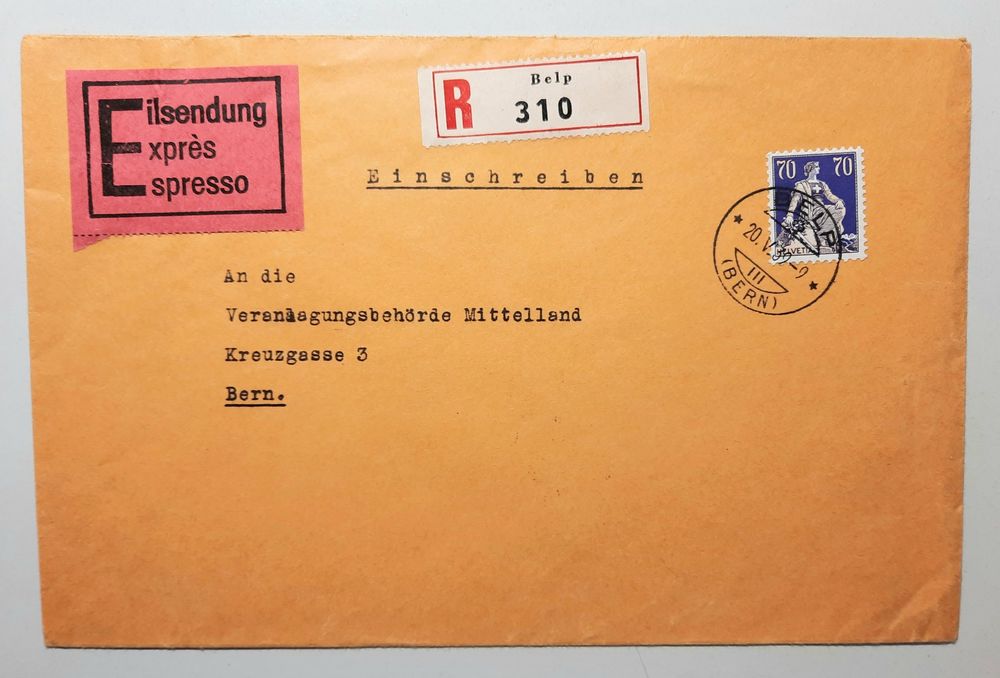 Sitz.Helvetia Auf Expr./Einschr.-Brief Mit Telegraph Stempel | Kaufen ...