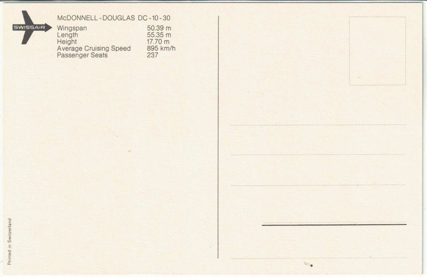 Cartoline postali: Swissair - McDonnell-Douglas DC-10-30 – Usato da Ettingen venduto da Kartenplanet 1