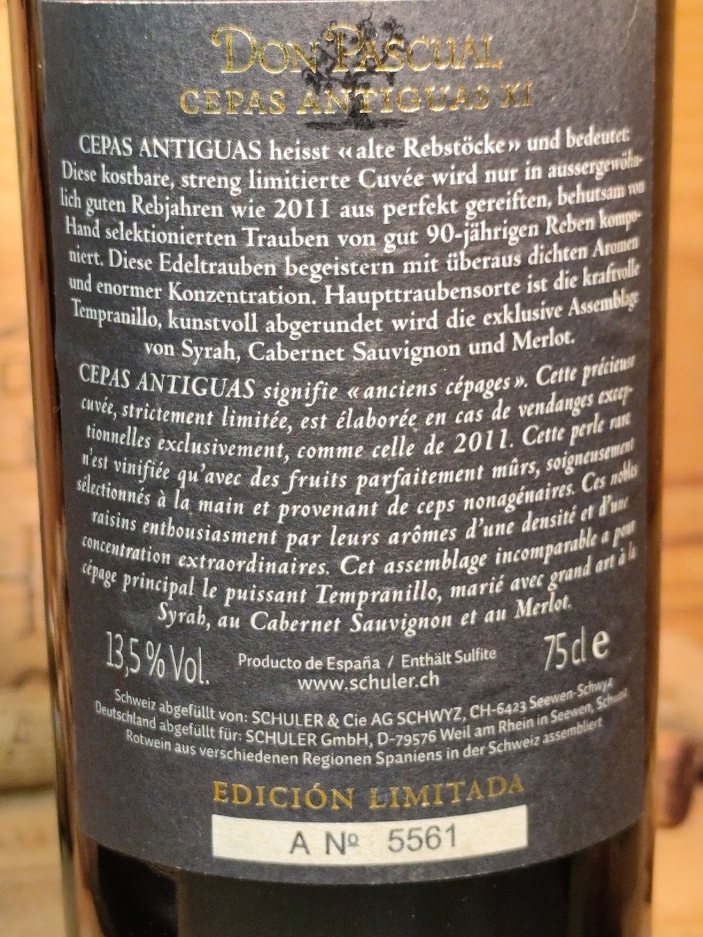 Wein: 2011 Don Pascual Cepas Antiguas XI - Limitierte Edition – Neu und originalverpackt aus Büsserach von Vintage-vins 2