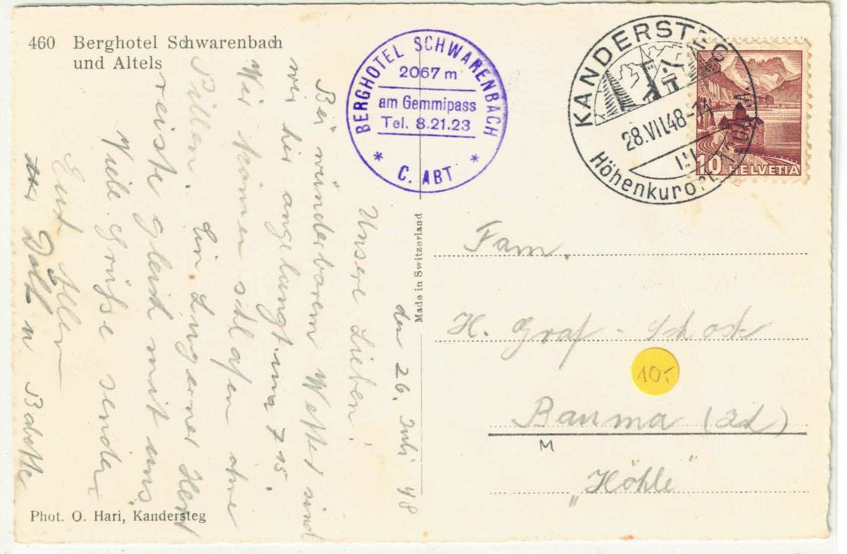 Cartoline postali: Berghotel Schwarenbach und Altels – Usato da Ettingen venduto da Kartenplanet 1
