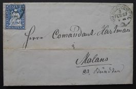 1863, Strubel auf Brief von WÄDENSCHWEIL ZH nach MALANS GR