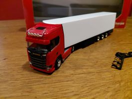 Herpa Scania CS rot/weiss mit Kühlauflieger 1:87