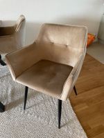 4er Set Esszimmerstühle Samt Taupe mit Armlehnen neuwertig