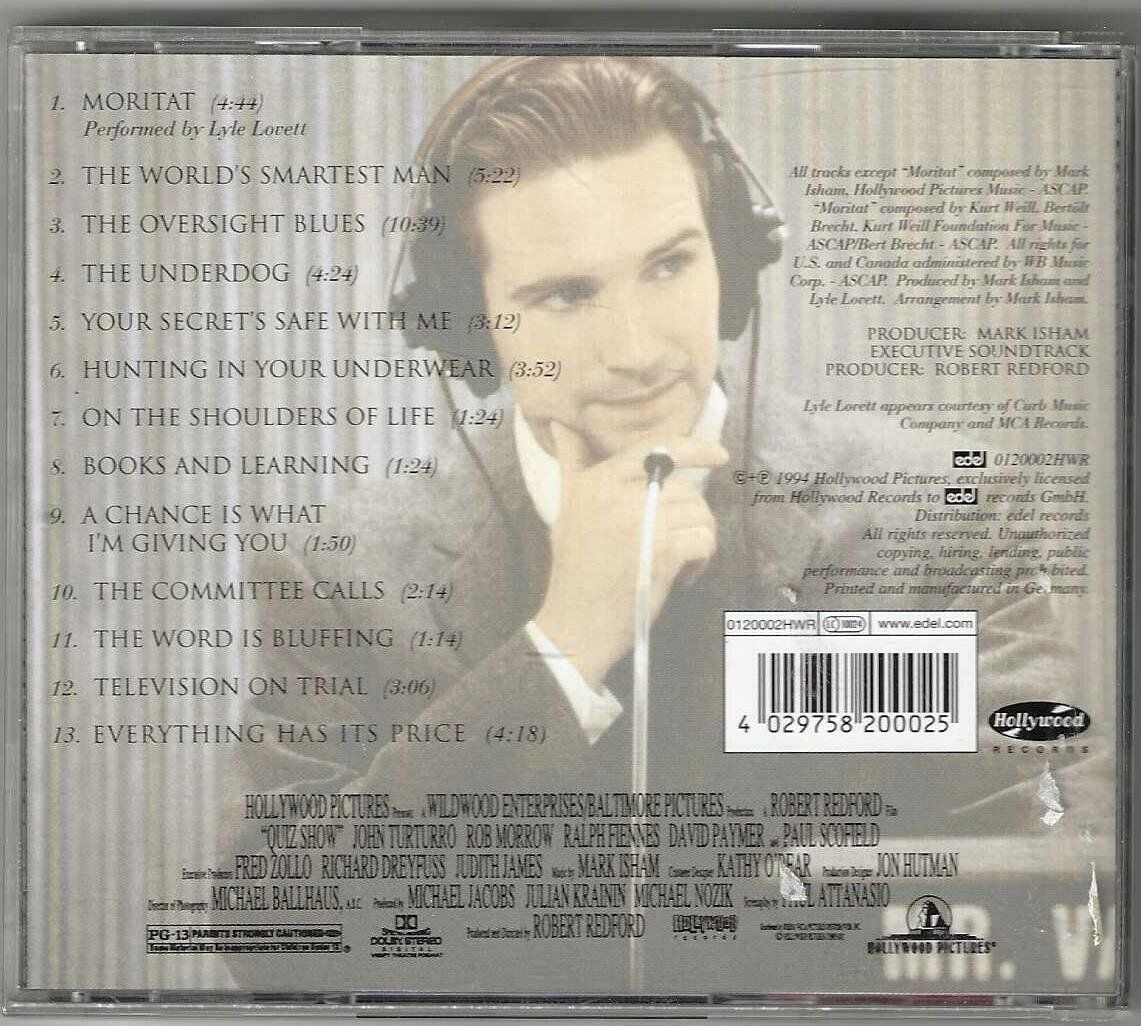 CD: Mark Isham - Quizz Show – Usato da Genève venduto da CDLPBookS 1