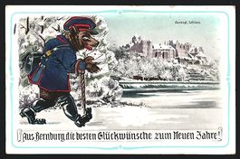 Bernburg, Bär als Briefträger vor dem 