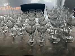 Elegantes Gläserset 4 x 8 Gläser mit Sternenschliff, Vintage