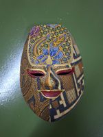Dekorative, handbemalte Maske aus Holz, Wanddeko, Top!
