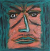 Gemälde: Orange-green Face