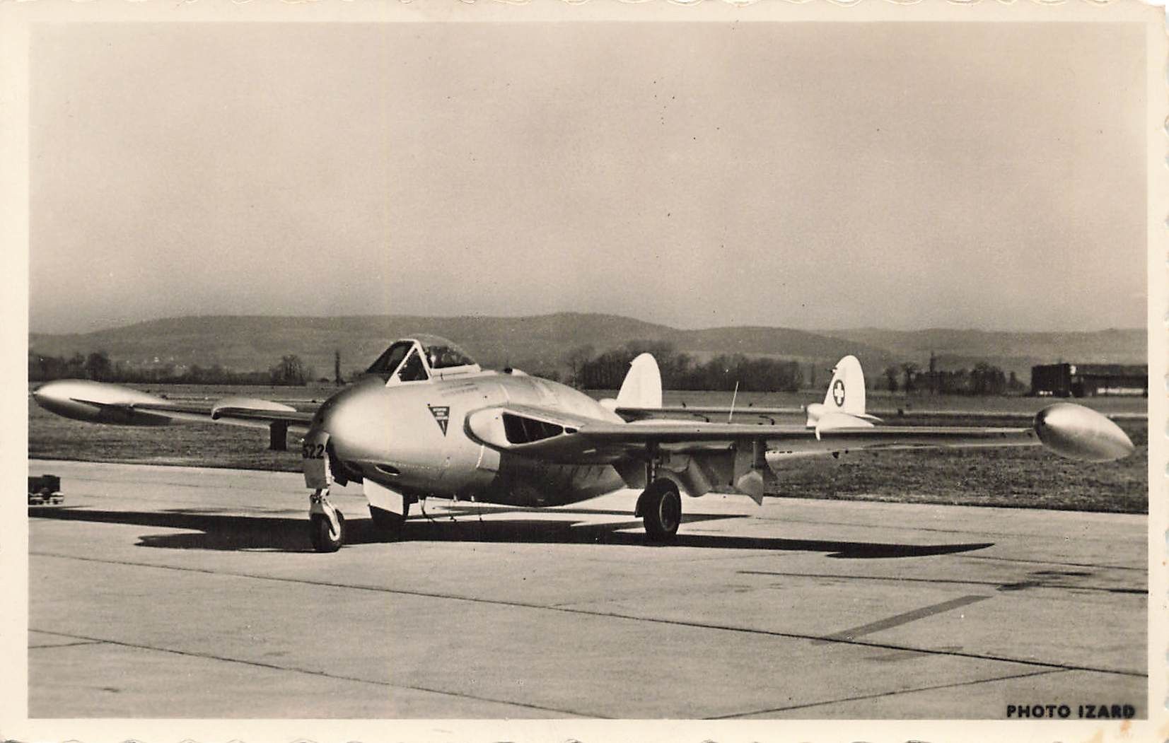 Cartoline postali: Schweizer Luftwaffe de Havilland Venom – Usato da Biasca venduto da Blenio71