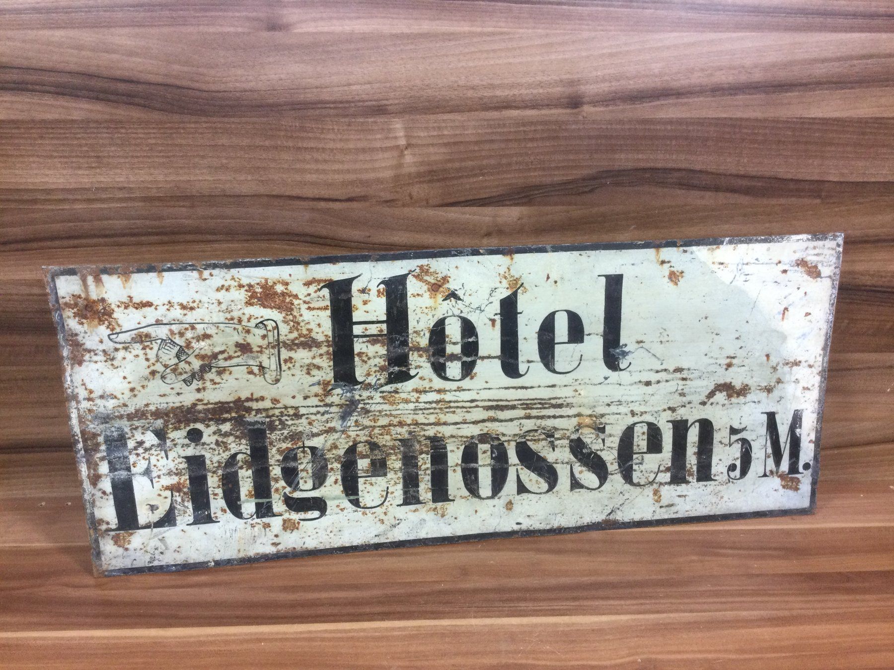 Insegne: Antikes rostiges Eisen Schild Hotel Eidgenossen – Usato da Wangen SZ venduto da kuriosum12 4