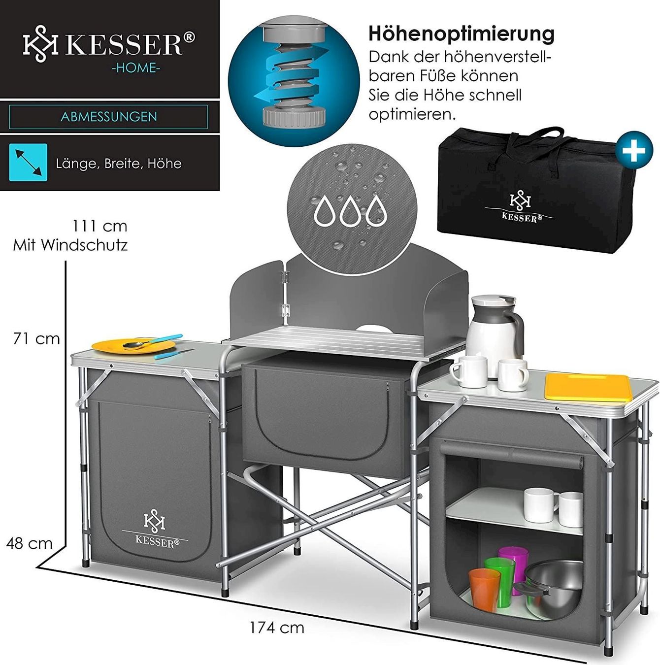 Cucinare, Mangiare & Bere: KESSER Alu Campingküche BIG GRAU – Nuovo e nell'imballaggio originale da Bottighofen venduto da zaap 1