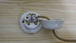 Alte Lampe Porzellan Goldrand Keramik Fassung Vintage