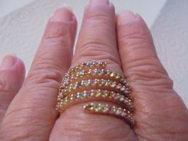Echtschmuck: Turmalin-Silberring 925er, vergoldet 18/56