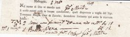 1809 Fuhrmannsbrief Bestätigung nach Zuotz von Malloggia