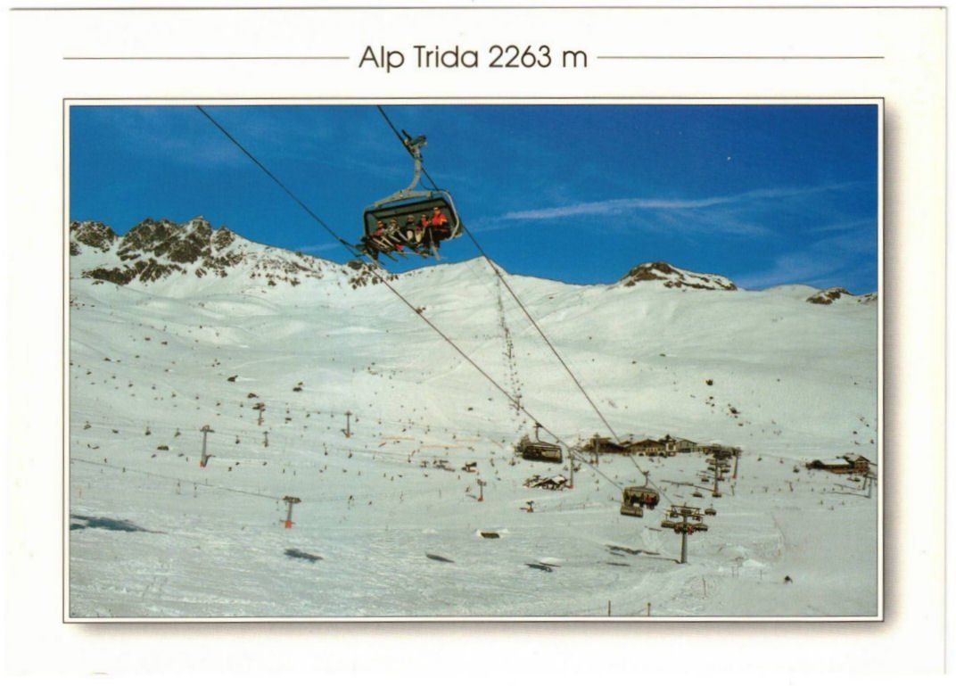 Cartoline postali: Samnaun - Sessellift Alp Trider Sattelbahn – Usato da Binningen venduto da Mountainrider