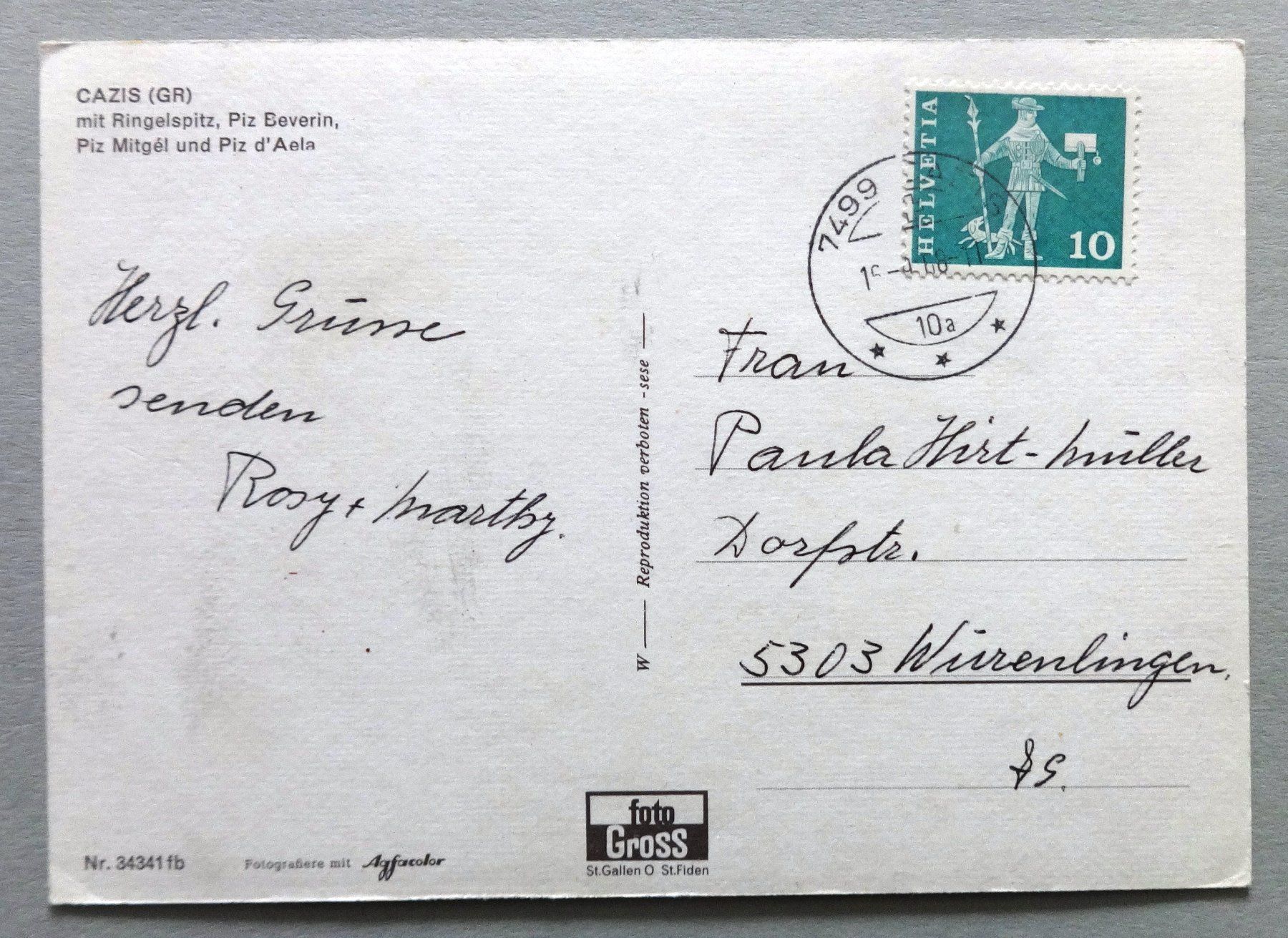 Cartes postales: Cazis (GR) mit Ringelspitz – Défectueux à Fétigny par Billy2miny 1