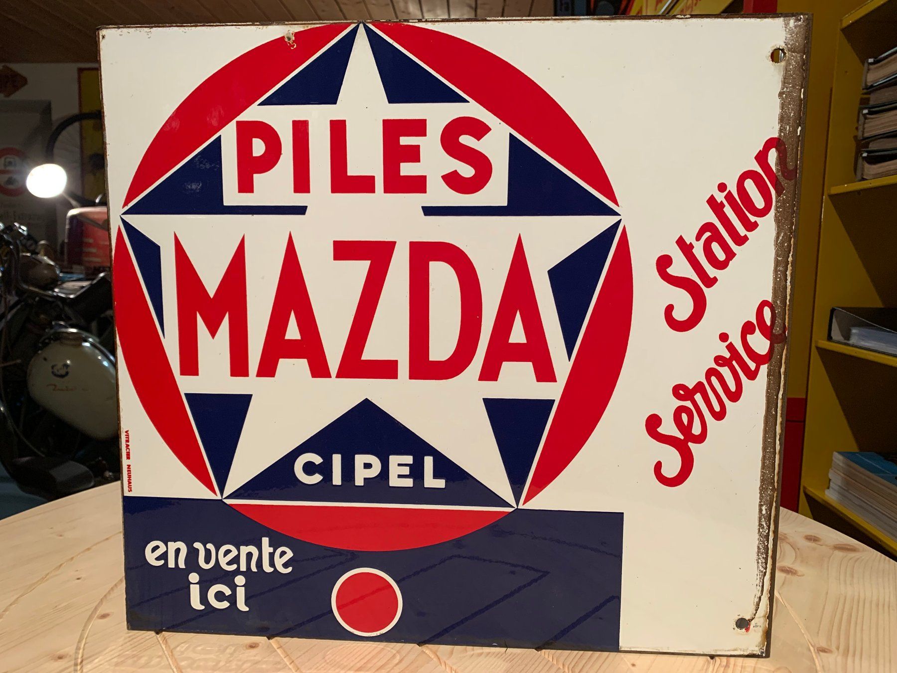 Insegne: Emailschild doppelseitig original Piles Mazda Batterien – Usato da Malix venduto da jimmipf 2