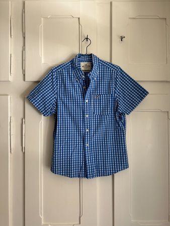 HOLLISTER - Kurzarm Hemd blau-weiss kariert L