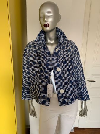 AKRIS: OVP/Neue blaue Jacke mit Kaufetikette USD 1670, 36