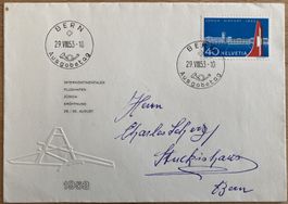 FDC Flughafen Zürich 1953 ET BERN illustriert, SBK 100 Fr