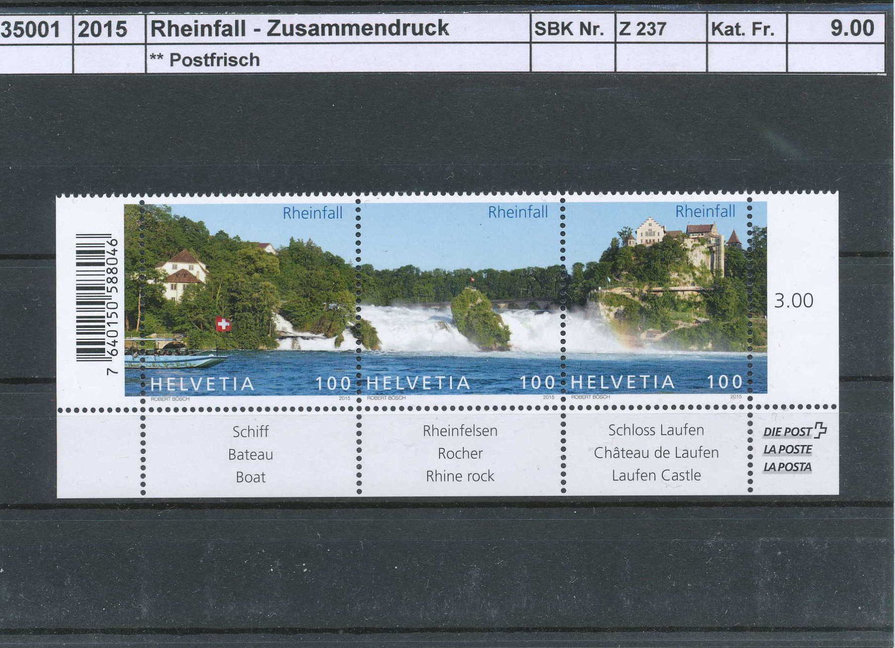 Tutti i francobolli: 2015 " Rheinfall" - Zusammendruck, ** postfrisch – Nuovo (secondo la descrizione) da Winterthur venduto da Zupogeru