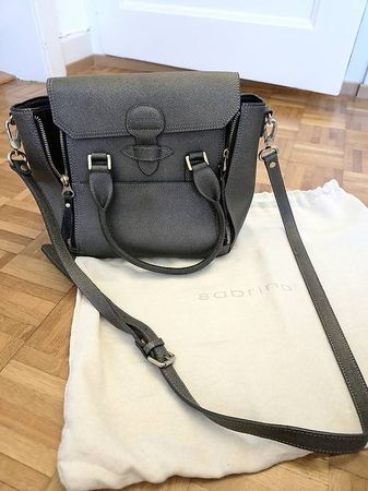 Sac à main, bandoulière en cuir, gris Sabrina Paris