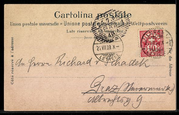 Cartes postales: Lithographie Lugano, Veduta Generale – D'occasion à Berlin par bartko-reher 1