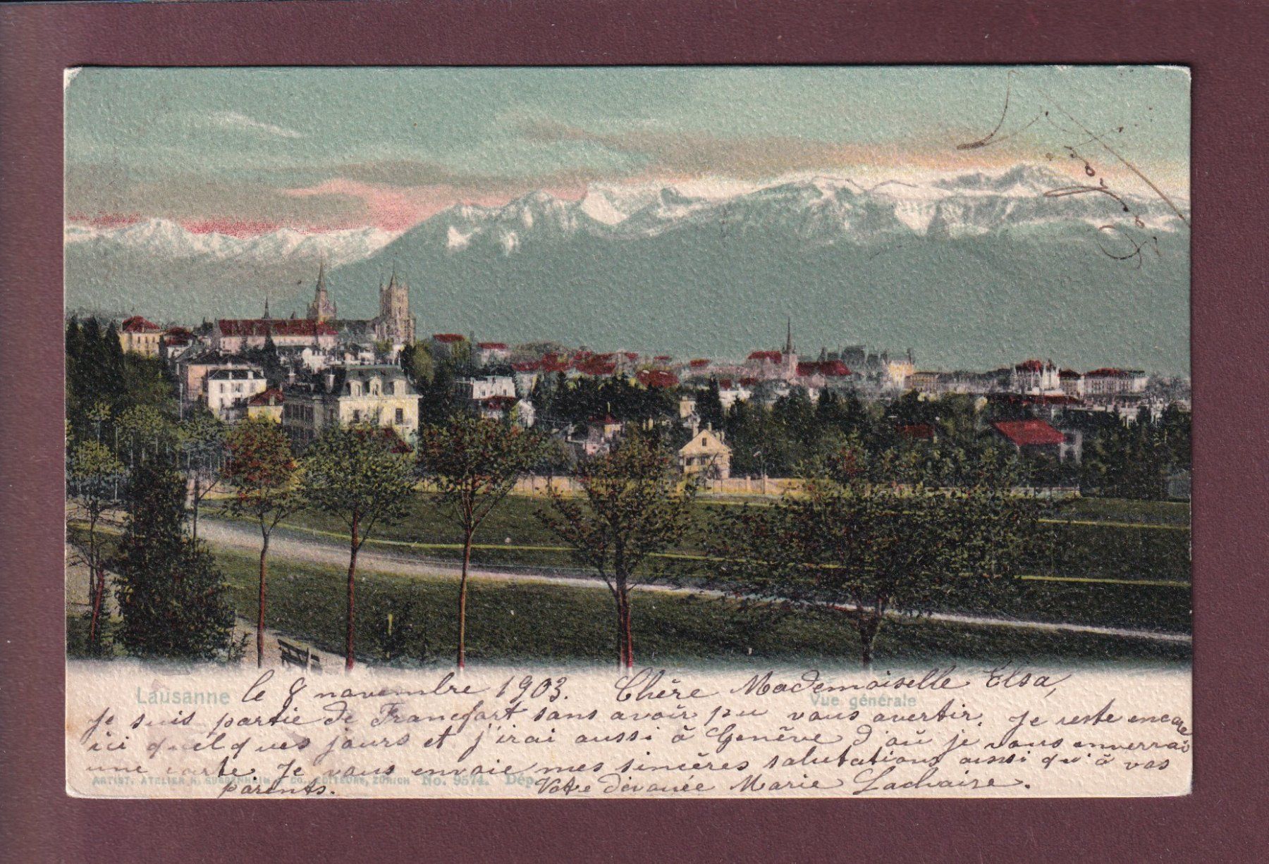 Cartoline postali: LAUSANNE - Vue générale - 1903 – Usato da Pully venduto da nicecards