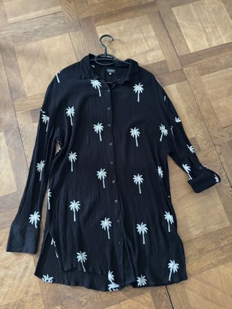 Damen Bluse schwarz Grösse 42 Palmenprint bestickt