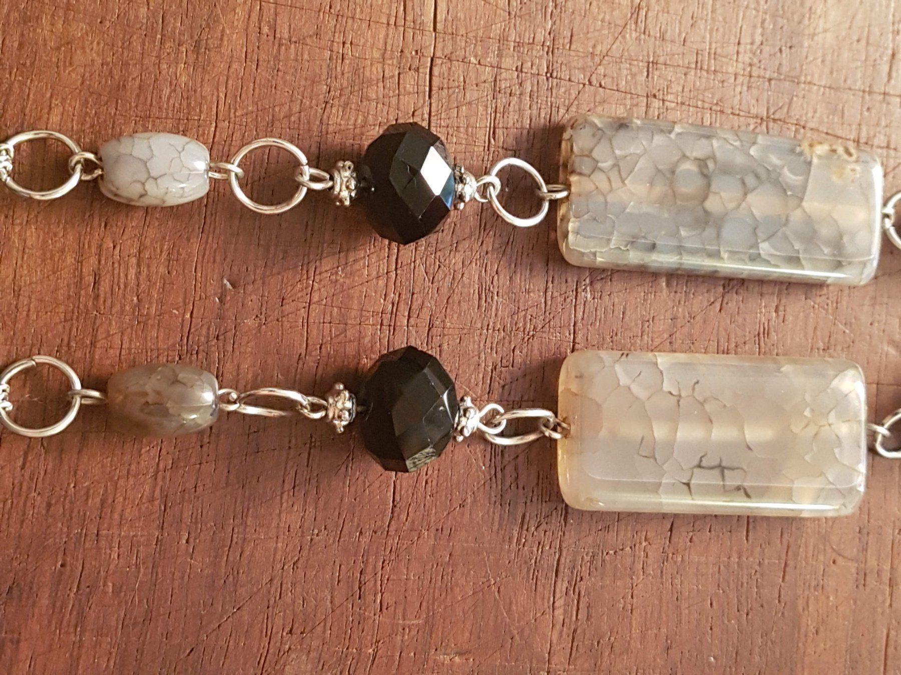 Catenine: Kette achat-artige Steinen + facettierte Glasperlen – Usato da Ettingen venduto da Maranathatalitha 7