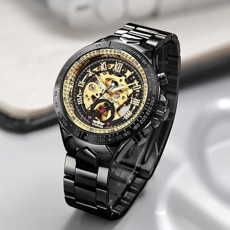 Edle Skelett Automatik Uhr Armbanduhr Herrenuhr Automatikuhr (Neu