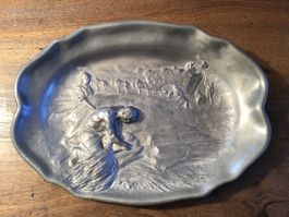 Zinn Wandteller,- Zinnschale antik