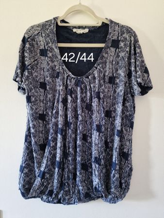 Umstands Damen Bluse gemustert blau weiss Grösse 42/44
